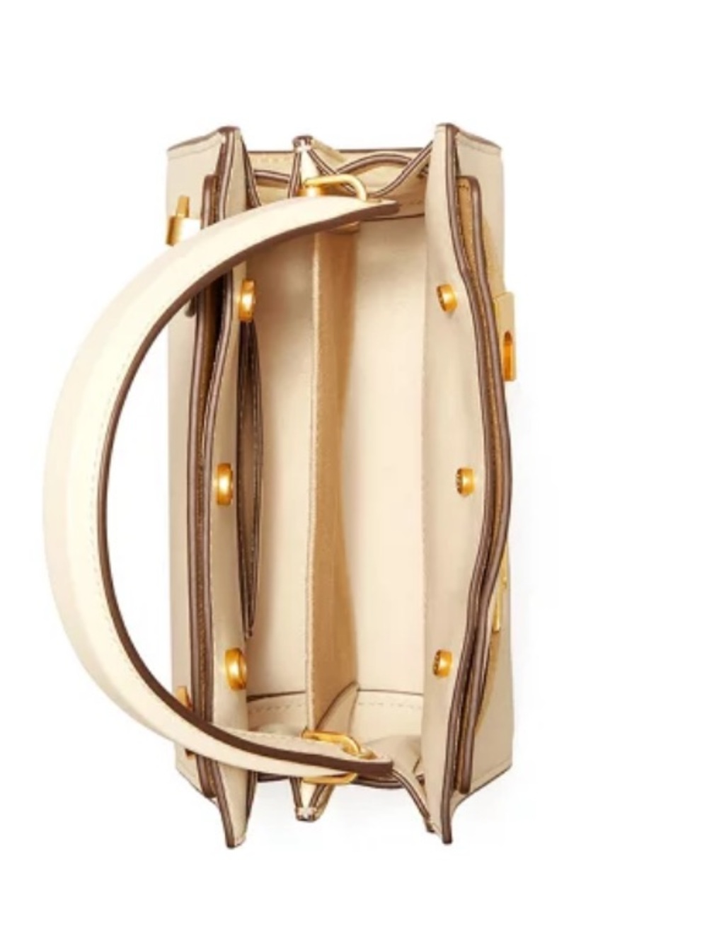 Cream Top-Handle Women’s Handbag with Gold Accents Tory Burch Double Lee Radziwi - Picture 2 of 7